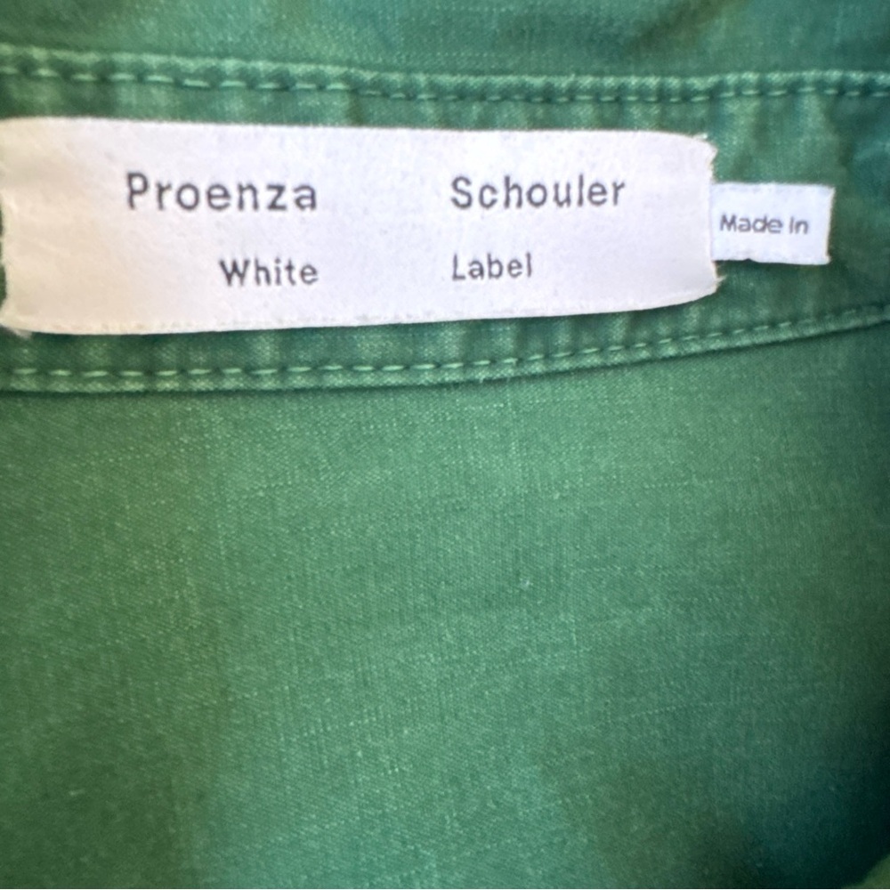 Proenza Schouler White Label Green Long Sleeve Button Down Collared Dress Size 4 - Picture 5 of 10